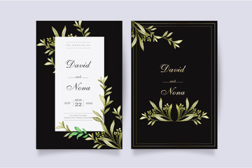 Beautiful floral wreath wedding invitation card template