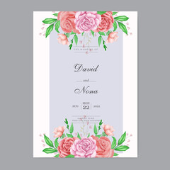 Beautiful floral wreath wedding invitation card template