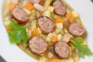 Root Vegetable, Smoked Sausage and White Bean Minestrone Recipe, Hight quality
