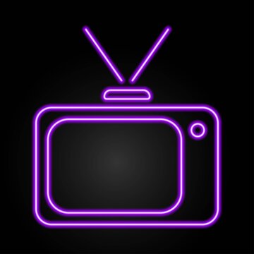 Retro tv neon sign, modern glowing banner design, colorful trend of modern design on black background. Vector illustration.