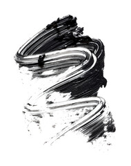 Black paint stroke isolated on white background. Facial cosmetic product