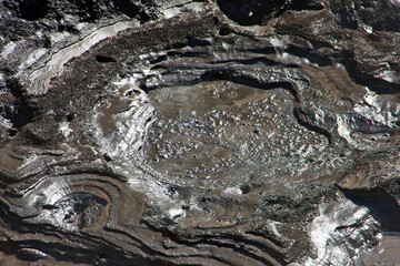 Mud pool bubbles on a volcanic spring