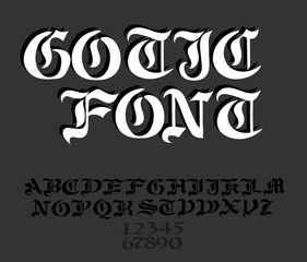 Classic gothic font - hand drawn vector alphabet 