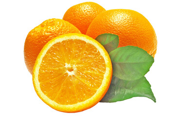 Fruit oranges on white isolated background