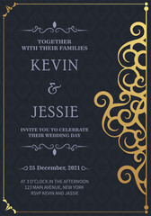 Luxury vintage golden vector invitation card template