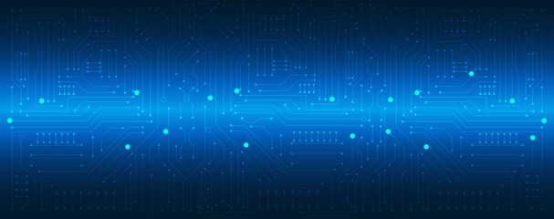 blue circuit electronic or electrical line with engineering technology concept vector background