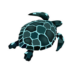 Turtle vector illustration. Polygonal monochrome color palette