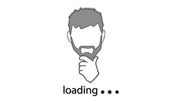 man is waiting. loading. screensaver. 4K video illustration. 