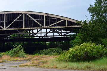 Ruins of old military East Prussian air hangars from the Second World War on the Vistula Spit, now destroyed