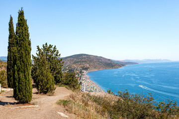 The sea coast of the Crimean peninsula with a beautiful view, on a summer sunny day.