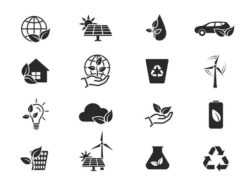 eco and environment icon set. eco friendly industry and ecology symbols. isolated vector images