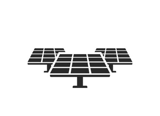 solar power plant icon. solar energy and solar farm symbol. sustainable, renewable and alternative energy symbol