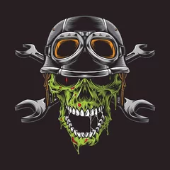 Fotobehang zombie biker head vector logo © InksyndromeArtwork