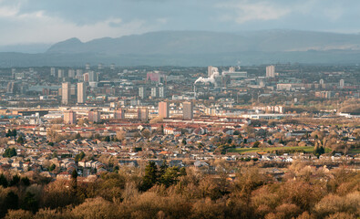 View of the Glasgow cityscape from Cathkin Braes Country Park