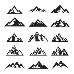 Set of mountain travel emblems. Camping outdoor adventure emblem, badge, and logo patch. Mountain tours, hiking. Jungle camp label in vintage and silhouette style