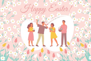 Fototapeta premium Happy Easter Greeting Card