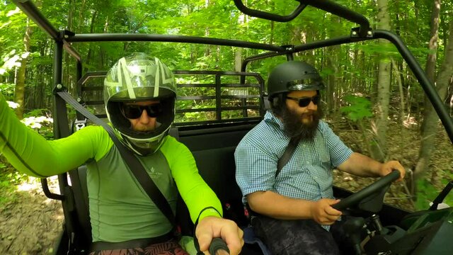 random characters driving utv together gopro selfie