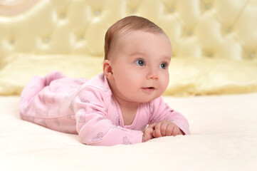 cute little baby girl  on bed