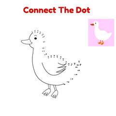 Connect the dot draw line handwriting animal duck practice for kids.