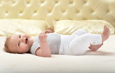 cute little baby girl  on bed