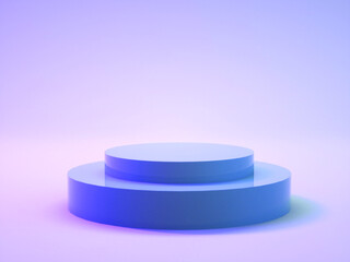 Minimalistic violet showcase with empty space. Podium with two steps. Minimal design for product presentation in trendy, modern style. Template in pastel colors. EPS 10.