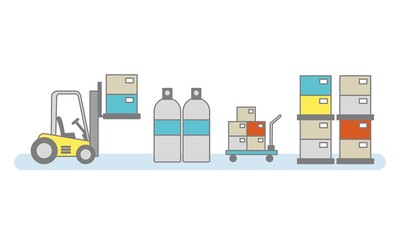 工場風景・機械や積荷・フォークリフト