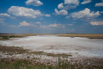 Salt marsh in Kazakh steppe. Summer time.