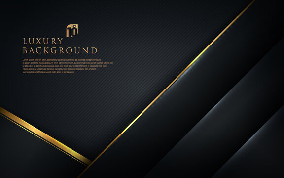 Abstract template black geometric diagonal with golden border on dark background. Luxury and elegant style. You can use for business presentation, poster, template. Vector illustration