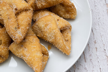 Closeup of a typical spanish dessert called pestiños