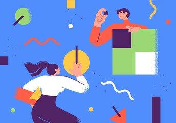 Flat style business people illustration. Coworkers characters communication. Casual business concept vector