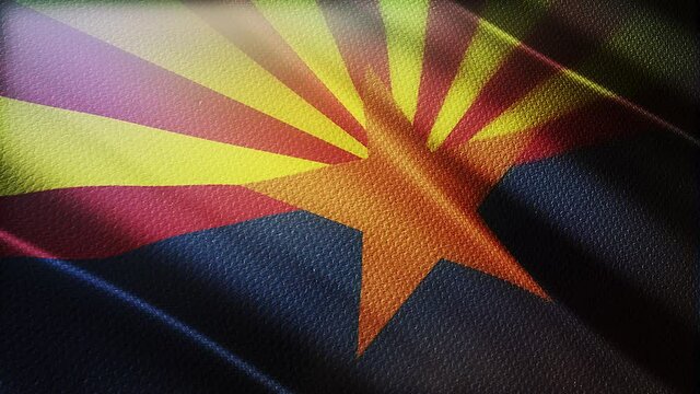  Arizona flag is waving 3D animation. Arizona state flag waving in the wind.  flag seamless loop animation. 4K