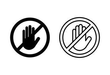 Stop icon set. stop road sign. hand stop icon vector