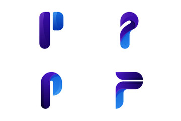 Set of Letter P Logo Template. Modern Gradient and Trendy Style
