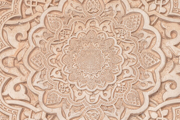 Arab background remanding to Islam culture. Design created using droste effect on a 13th century architectural detail in a mosque.