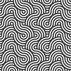 Abstract seamless. Seamless braided linear pattern, wavy lines. Endless striped texture with winding elements. Vector geometric monochrome background.
