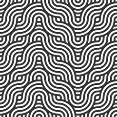 Abstract seamless. Seamless braided linear pattern, wavy lines. Endless striped texture with winding elements. Vector geometric monochrome background.