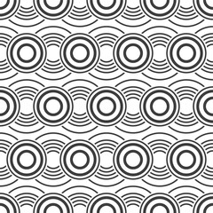 Seamless pattern. Overlapping circles. Geometric ornament. Repeating round shapes. Vector monochrome background.