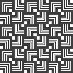 Abstract lines mosaic pattern. Modern stylish texture. Repeating geometric tiles with striped elements. Monochrome trellis. Vector background.