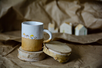 Handmade ceramic craft ware. Cup.