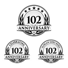 102 years anniversary collection logotype. Vector and illustration.
