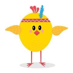 Chicken in an Indian outfit isolated on a white background, color vector