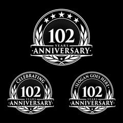 102 years anniversary collection logotype. Vector and illustration.
