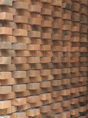 close up shot of pattern red brick installation