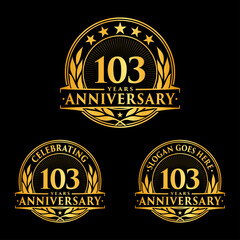 103 years anniversary collection logotype. Vector and illustration.

