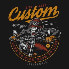 Custom motorcycle vintage colorful label