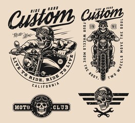 Vintage monochrome motorcycle labels © DGIM studio