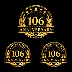 106 years anniversary collection logotype. Vector and illustration.
