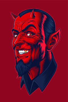 Red Devil With Cheeky smile and gold tooth