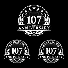 107 years anniversary collection logotype. Vector and illustration.
