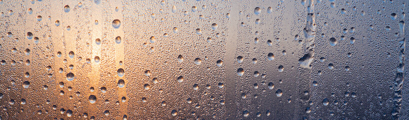 Frost on the window. Close-up. Icy bacground